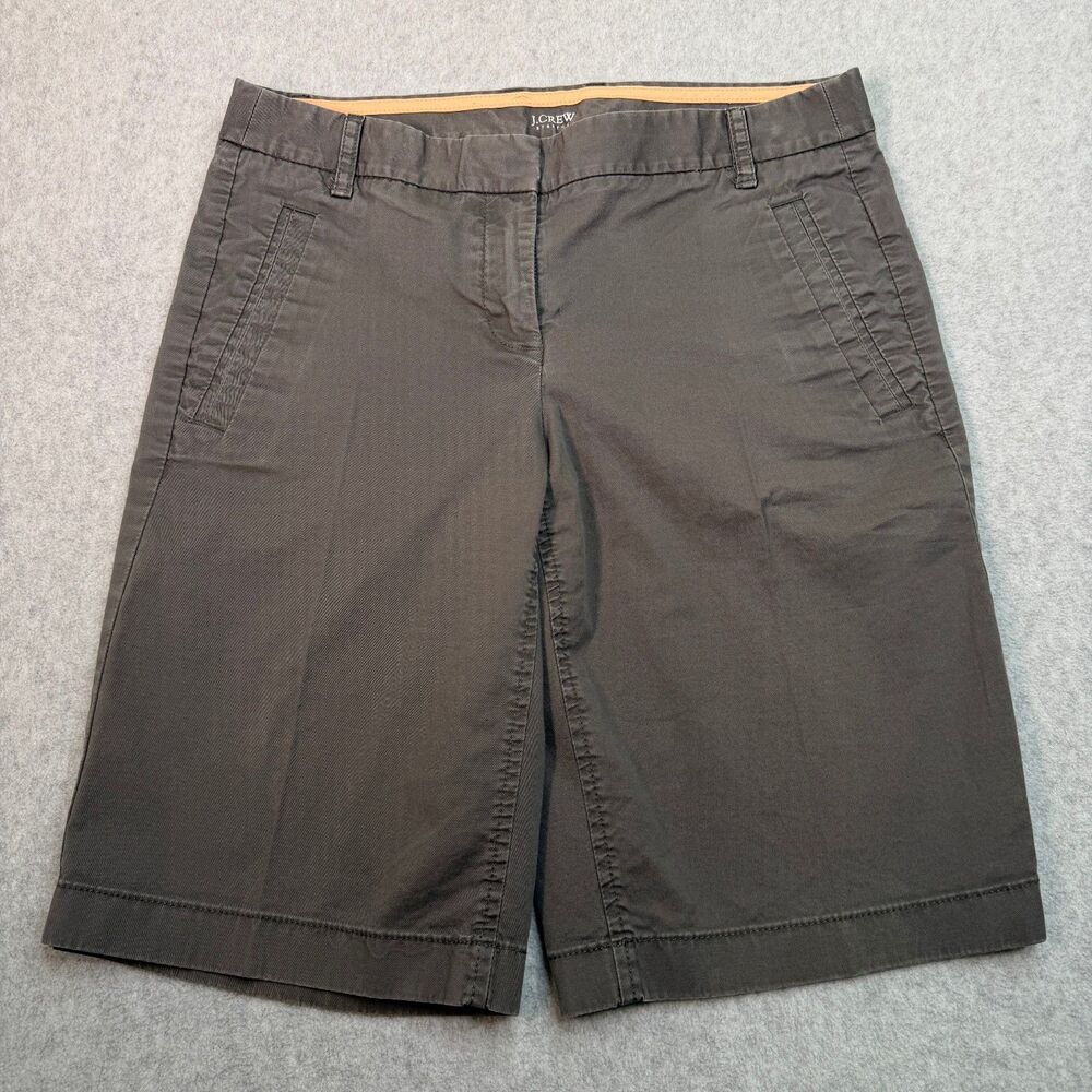 J.Crew Stretch Chino Shorts Gray Womens Size 0 Cotton Spandex Casual